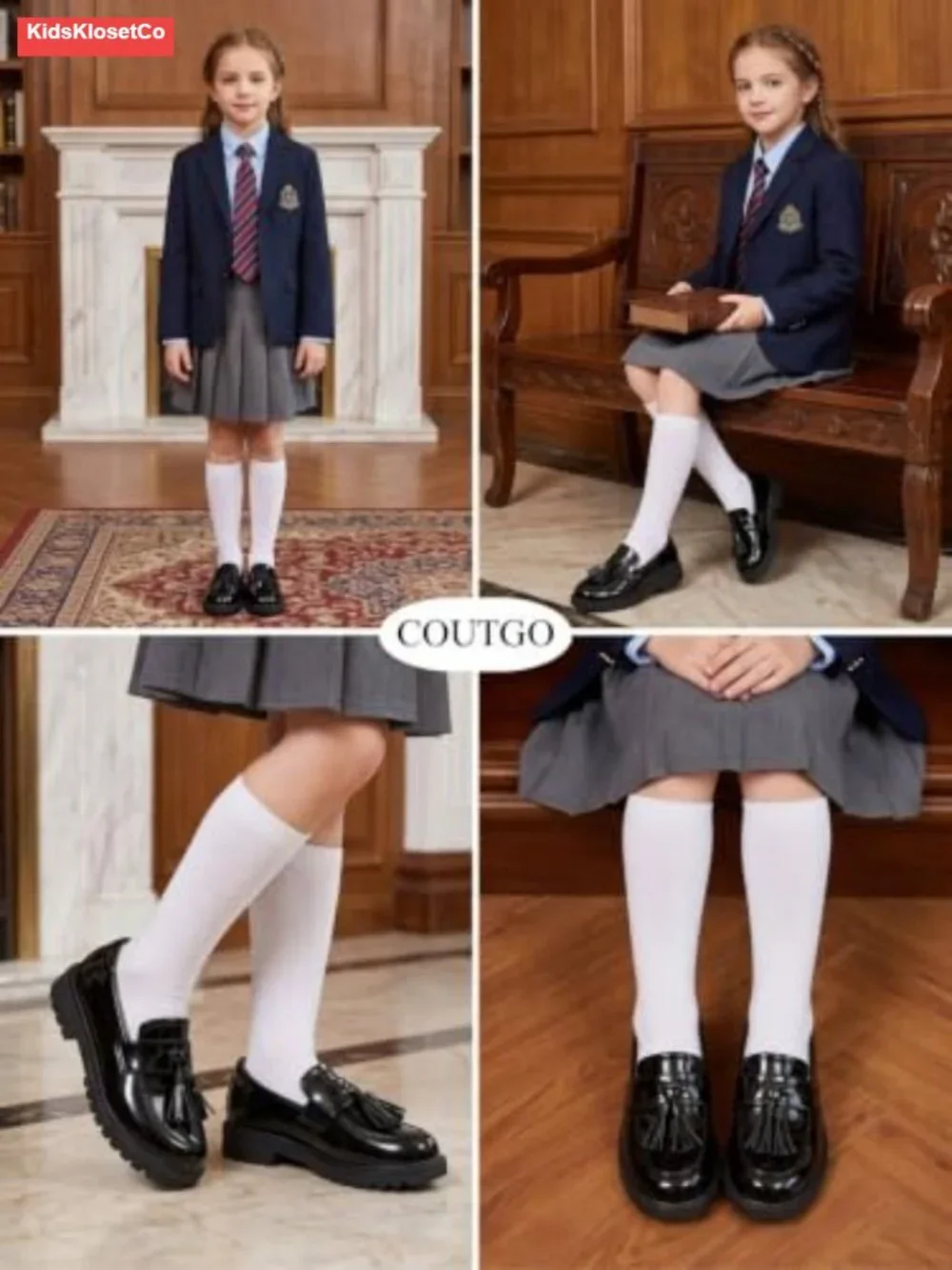 Girls Platform Loafers Tassel Slip On Faux Leather School Shoes
